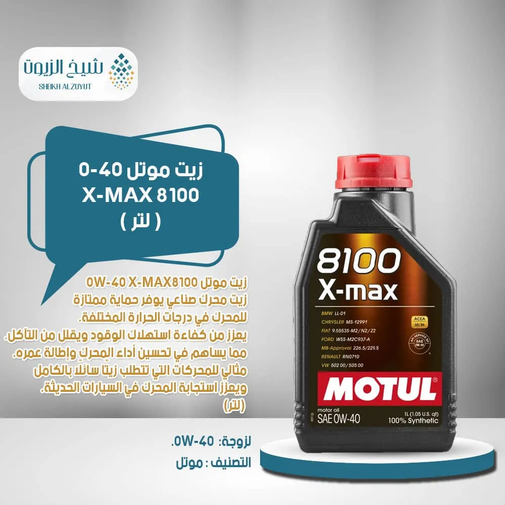 [3374650250694] زيت موتل 0-40 X-MAX8100 (1لتر)