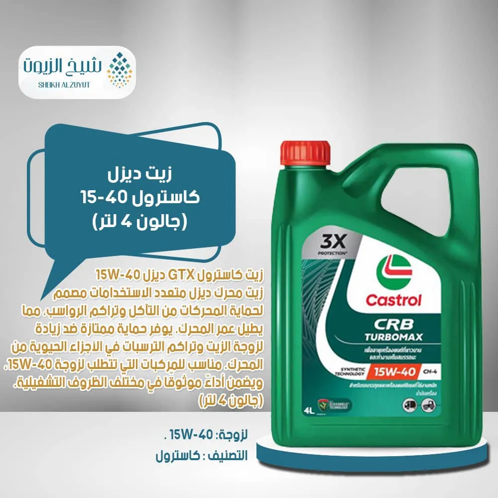 [6281001127109] زيت ديزل كاسترول 15-40 (جالون 4لتر)